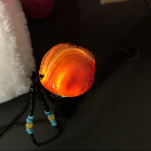 Natural Evil Eye Botswana Agate Pendant Stone Necklace - Picture 3 of 8